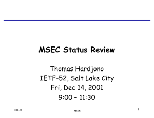 MSEC Status Review