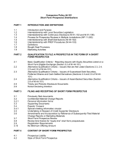 Companion Policy 44-101 Short Form Prospectus Distributions