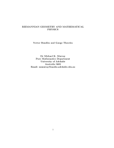 RIEMANNIAN GEOMETRY AND MATHEMATICAL PHYSICS Vector