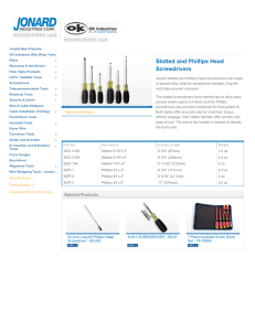 Slotted and Phillips Head Screwdrivers Slotted and Phillips Head