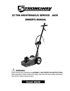 22 ton air/hydraulic service jack owner`s manual