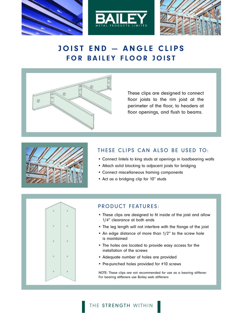 Joist End Angle Clips Bailey Metal Products Limited