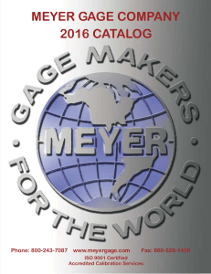 2016 CATALOG MEYER GAGE COMPANY