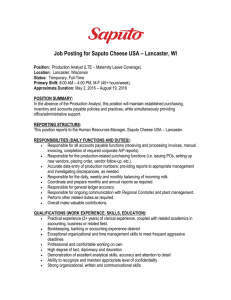 Job Posting for Saputo Cheese USA – Lancaster, WI