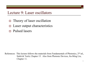 Lecture 9: Laser oscillators
