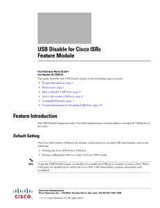 USB Disable for Cisco ISRs Feature Module