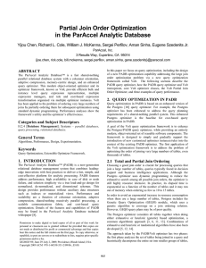 Partial join order optimization in the paraccel analytic database