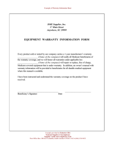 equipment warranty information form