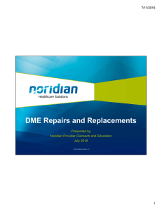 JD and JA DME Repairs and Replacements Presentation