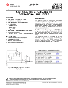 1.8V, 2.9µA, 90kHz, Rail-to-Rail I/O Operational