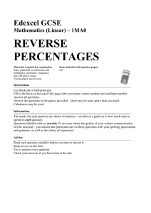 reverse percentages - Castleford Academy