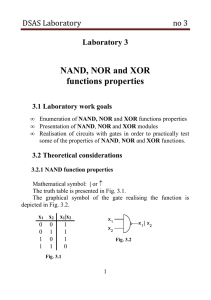 Laboratory 3 NAND, NOR and XOR functions properties
