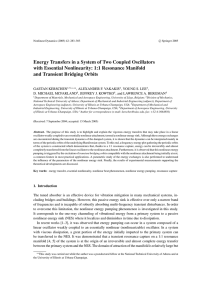 Energy Transfers in a System of Two Coupled Oscillators with