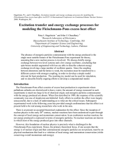 Excitation transfer and energy exchange - LENR