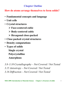 Introduction to Materials Science Chapter 3, Structure of solids