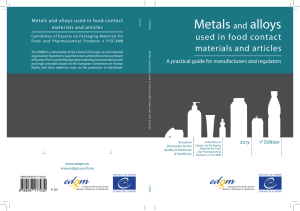 Metals and alloys used in food contact materials and