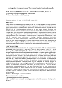 Autoignition temperatures of flammable liquids in closed vessels