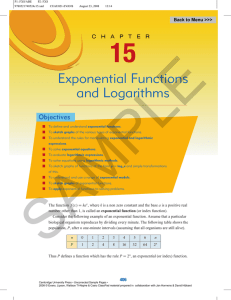 Exponential Functions and Logarithms
