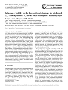 Influence of stability on the flux-profile relationships for wind speed