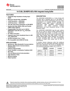 14-/12-Bit, 250-MSPS ADCs with Integrated