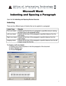 Microsoft Word: Indenting and Spacing a Paragraph