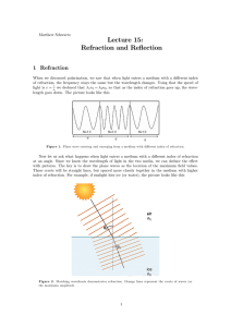 Lecture 15: Refraction and Reflection