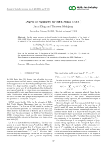 Degree of regularity for HFE Minus - Journal of Math-for
