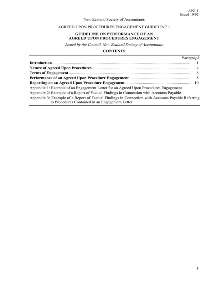  agreed Upon Procedures Engagement Guideline 1