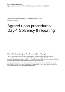 Agreed upon procedures Day-1 Solvency II reporting