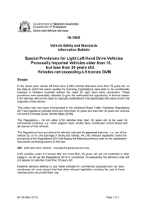 IB - 106 - Special Provisions for Light Left Hand Drive Vehicles