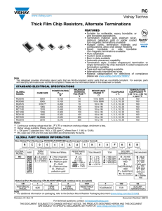 RC Thick Film Chip Resistors, Alternate Terminations
