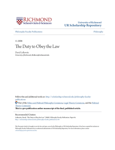 The Duty to Obey the Law - UR Scholarship Repository