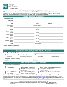 Supplier Questionnaire and Assessment Form