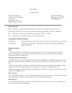 Current CV - Omohundro Institute of Early American History and