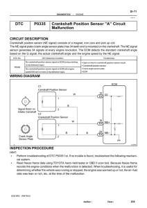 DTC P0335 Crankshaft Position Sensor ”A” Circuit Malfunction