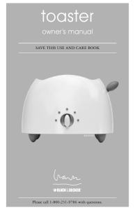 toaster - Applica Use and Care Manuals