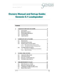 Owners Manual and Set-up Guide: Genesis 6.1 Loudspeaker