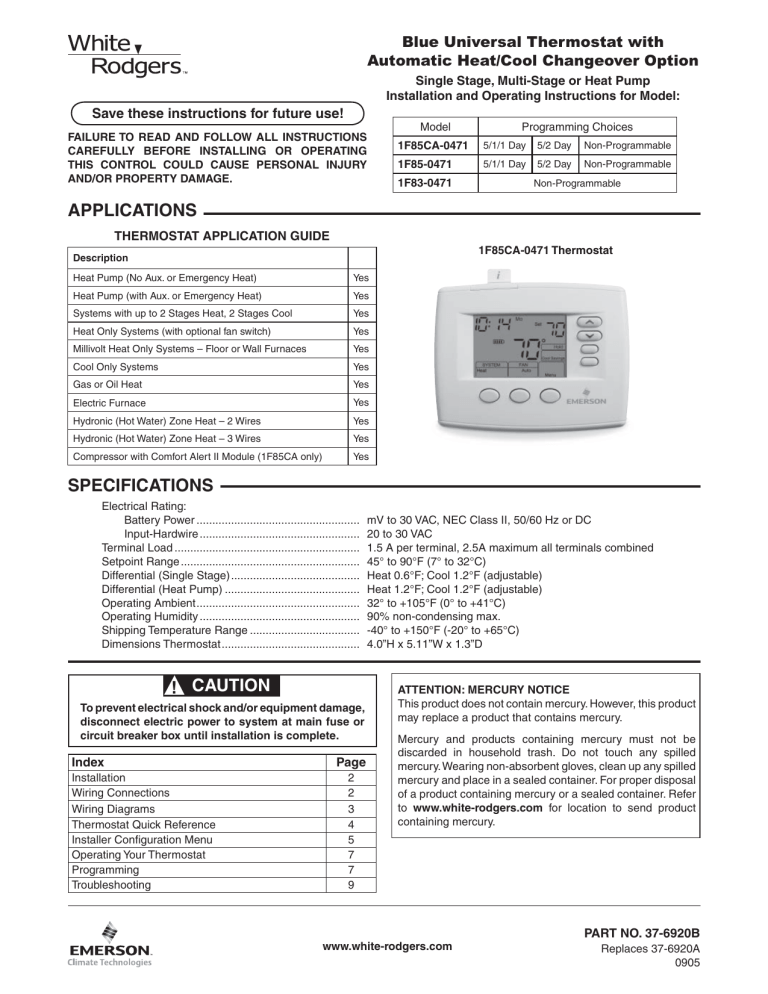 Installation and Operating Instructions