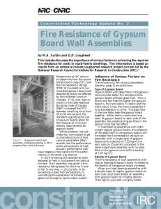 Fire Resistance of Gypsum Board Wall Assemblies