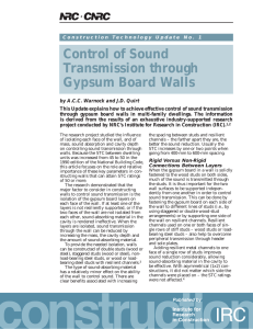 Control of Sound Transmission through Gypsum Board Walls