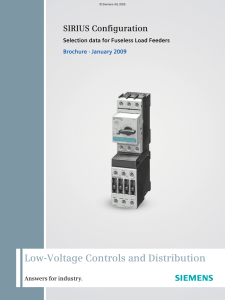 SIRIUS Configuration - Selection data for Fuseless Load Feeders