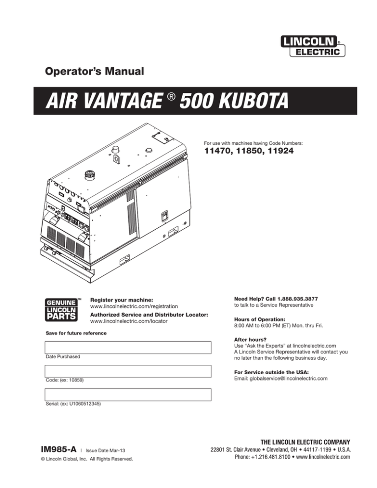 air vantage ® 500 kubota