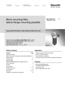 Block mounting filter, lateral flange-mounting