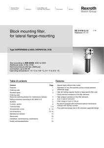 Block mounting filter, for lateral flange-mounting
