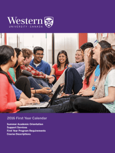 2016 First Year Calendar - Academic Calendars @ Western