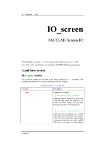 MATLAB IO screen