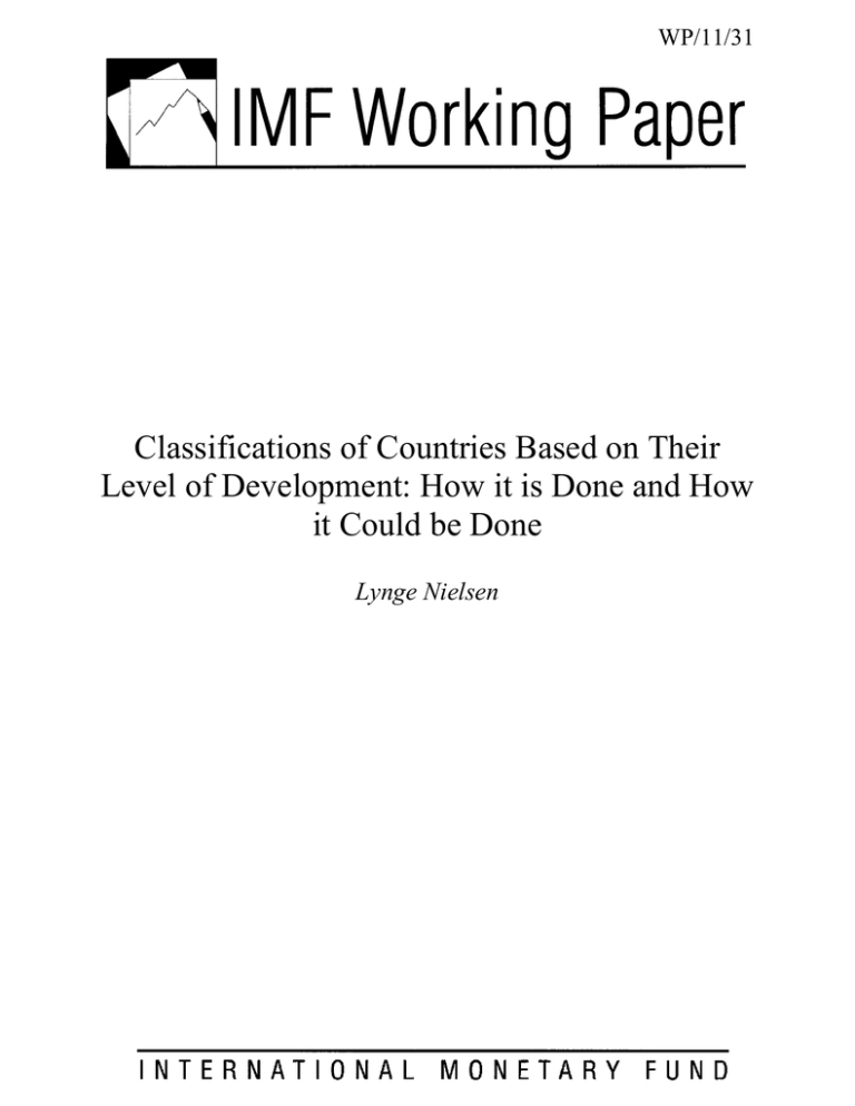 Classifications of Countries Based on Their Level of