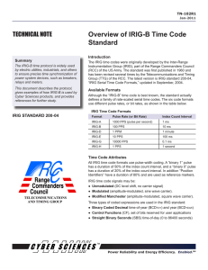 Overview of IRIG-B Time Code Standard