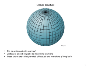 Latitude-Longitude • The globe is an oblate spheroid • Circles are
