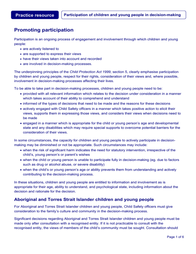 Participation of children and young people in decision